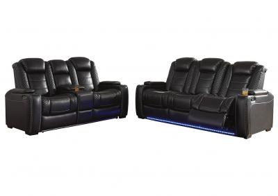 Party Time Midnight Power Reclining Sofa & Loveseat w/Adjustable Headrest