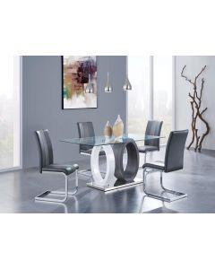Modern Dining Table 4 Dark Gray Side Chairs,Brandywine Showcase