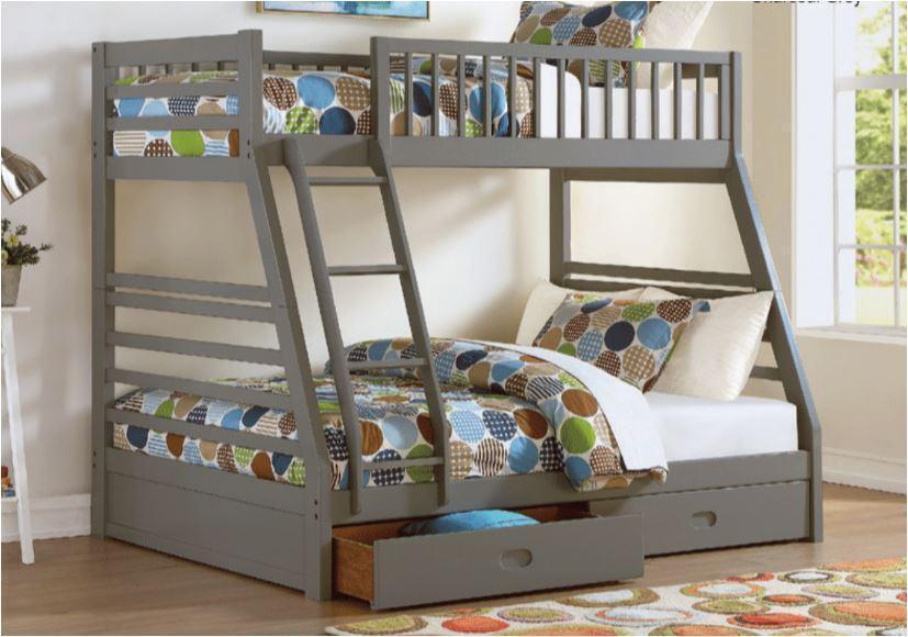 Twin/Full Bunkbed With Drawers Gray ,Brandywine Showcase