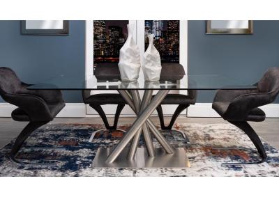 Image for Chrome 71x32 Glass Table and 4 Black chairs