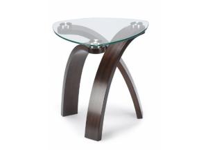 Image for Tri bent Wood/Glass Pie Shape End Table