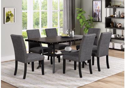 Gaucho, 7 Piece Dining Set, With Gray Chairs