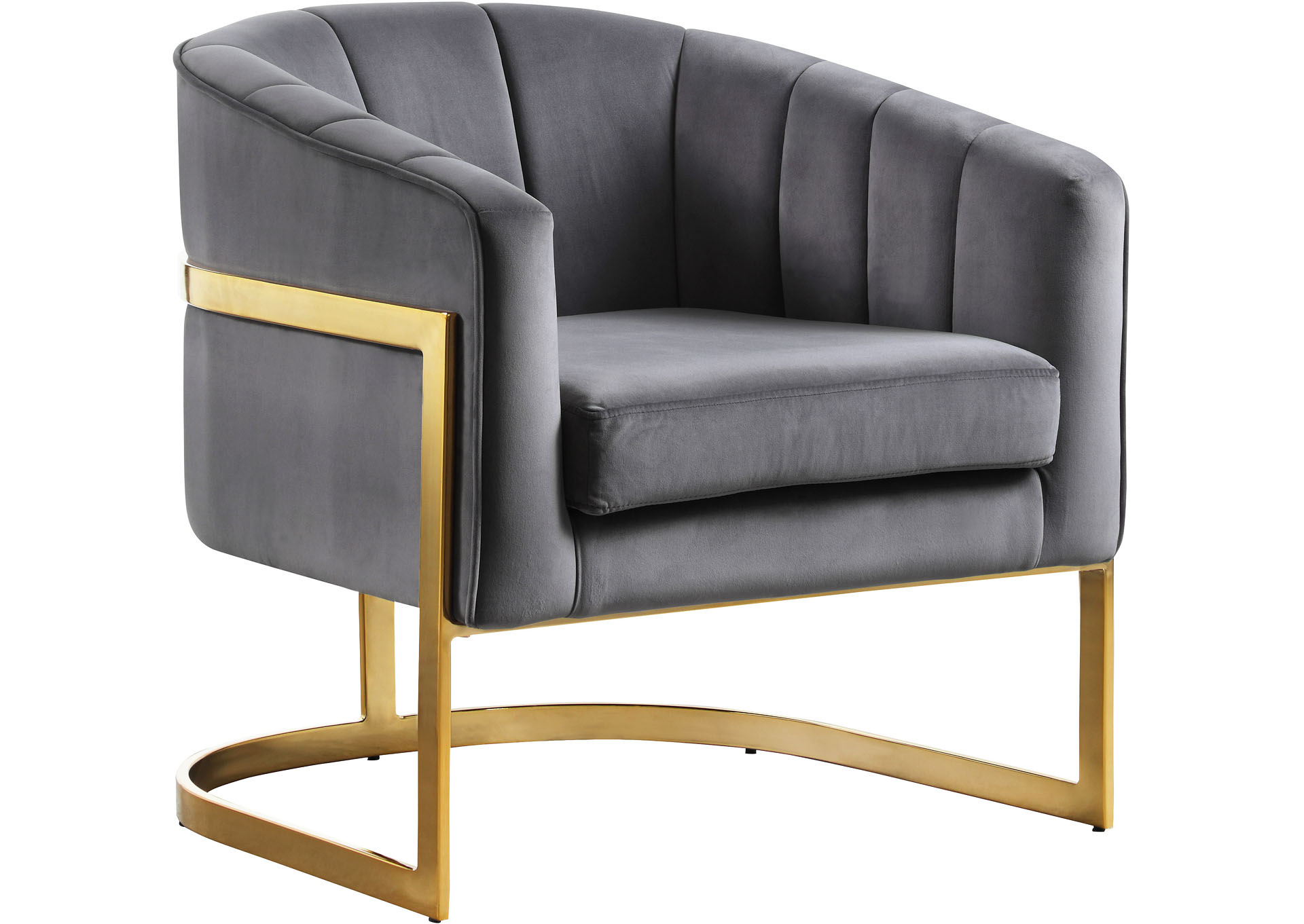 Ailah Grey Velvet Accent Chair,"Serafina" In-Store