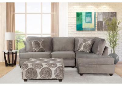 Olympia Silver Sectional w/Ottoman