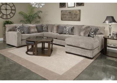 Luxe Pewter Sectional w/Ottoman