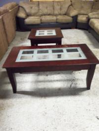 Ashley Cherry Frosted Glass 2pc Occasional Tables 000808 WAS: $329.99