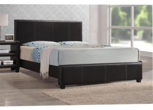 Image for Brown Leather Queen Bed Frame