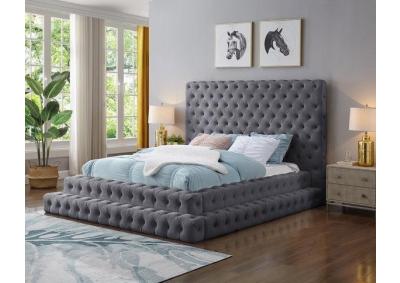 Gray Upholstered Bed 5928 Queen