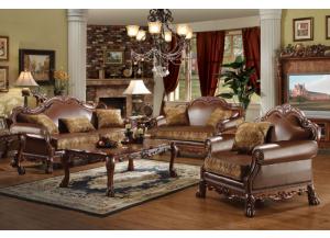 Image for Dresden 3Pcs Brown Chenille/PU Leather Sofa Set 1 Sofa, 1 Loveseat and 1 Chair