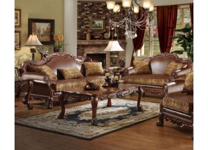 Image for Dresden 2Pcs Brown Chenille/PU Leather Sofa Set 1 Sofa and 1 Loveseat