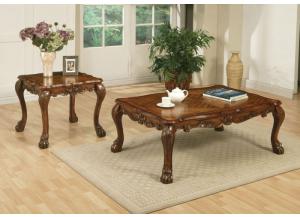 Image for Dresden 2Pcs Brown Cherry Oak Finish Table Set 1 Coffee Table and 1 End Table