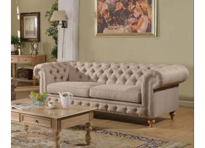 Image for Shantoria Beige Linen Fabric Wood Sofa