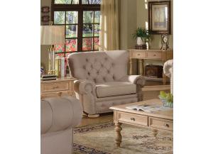 Image for Shantoria Beige Linen Fabric Wood Chair