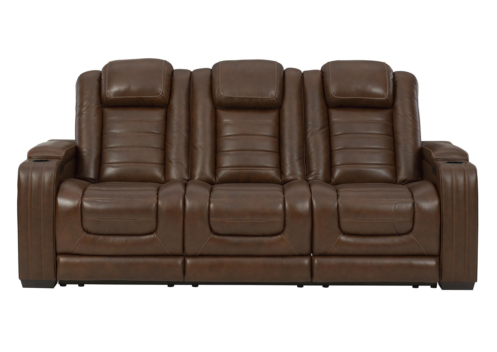BACKTRACK CHOCOLATE LEATHER POWER RECLINING SOFA