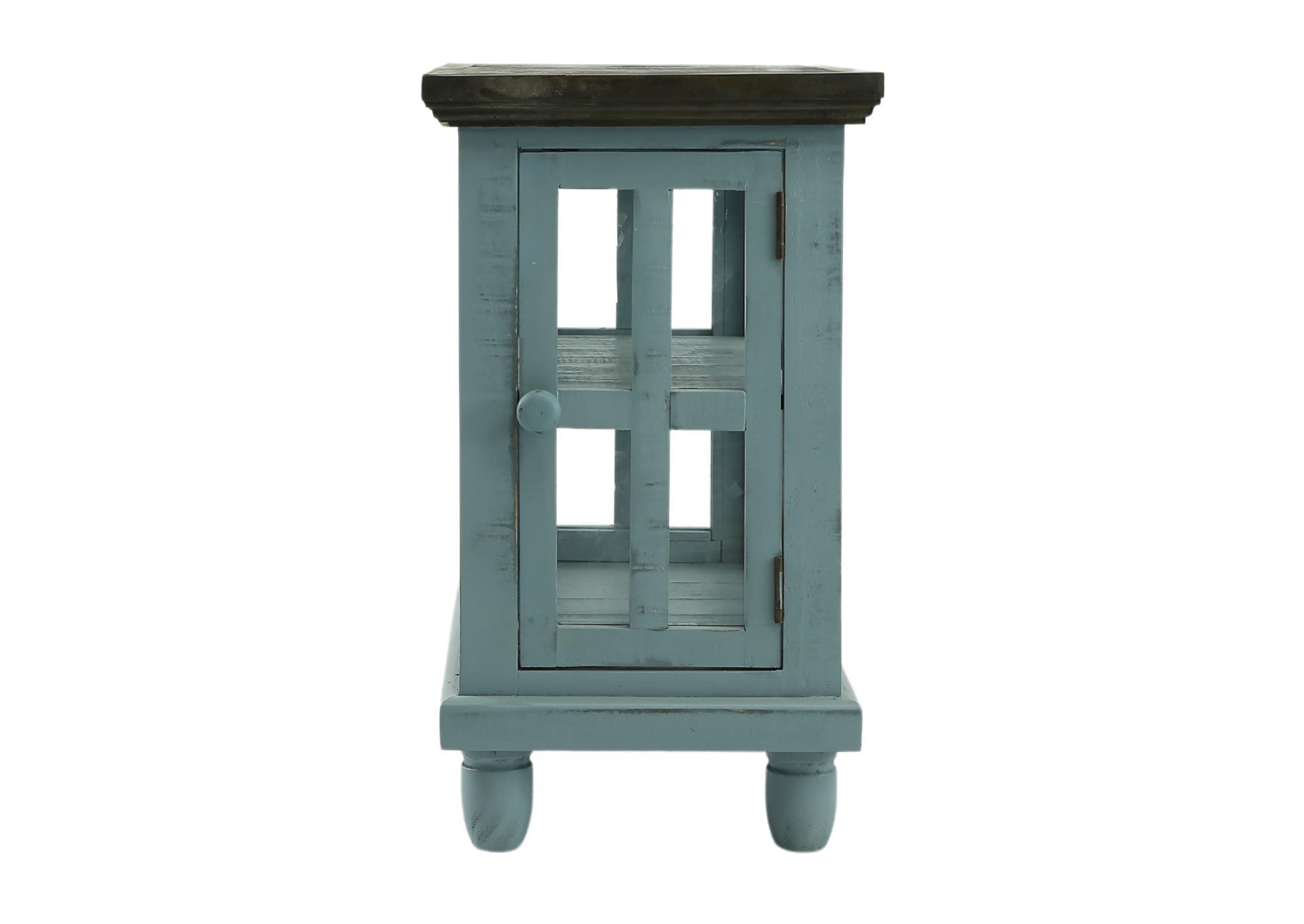 LANTERN RAFTWOOD/BLUE ACCENT TABLE,ARDENT HOME