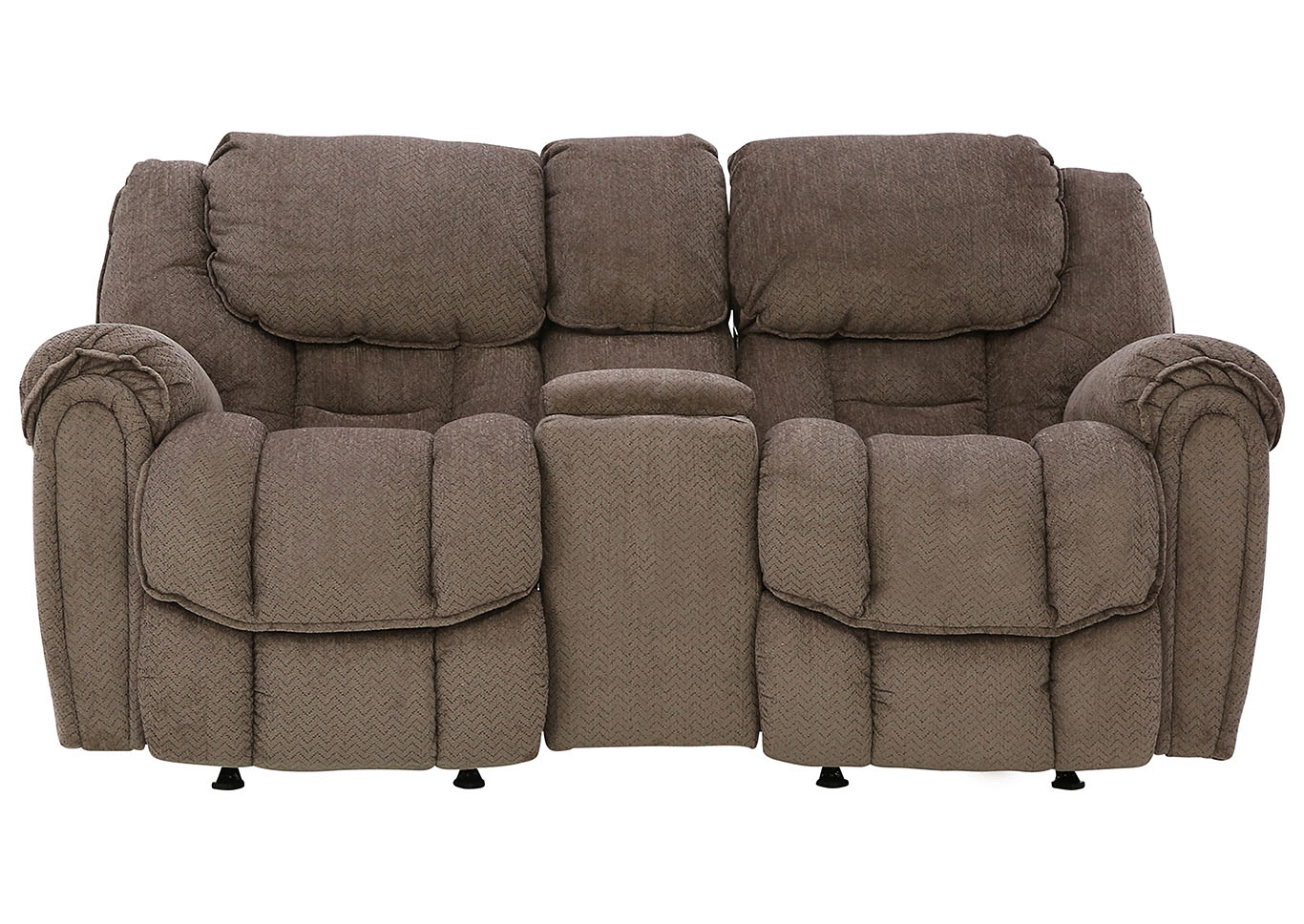 BAXTER TAUPE RECLINING LOVESEAT WITH CONSOLE