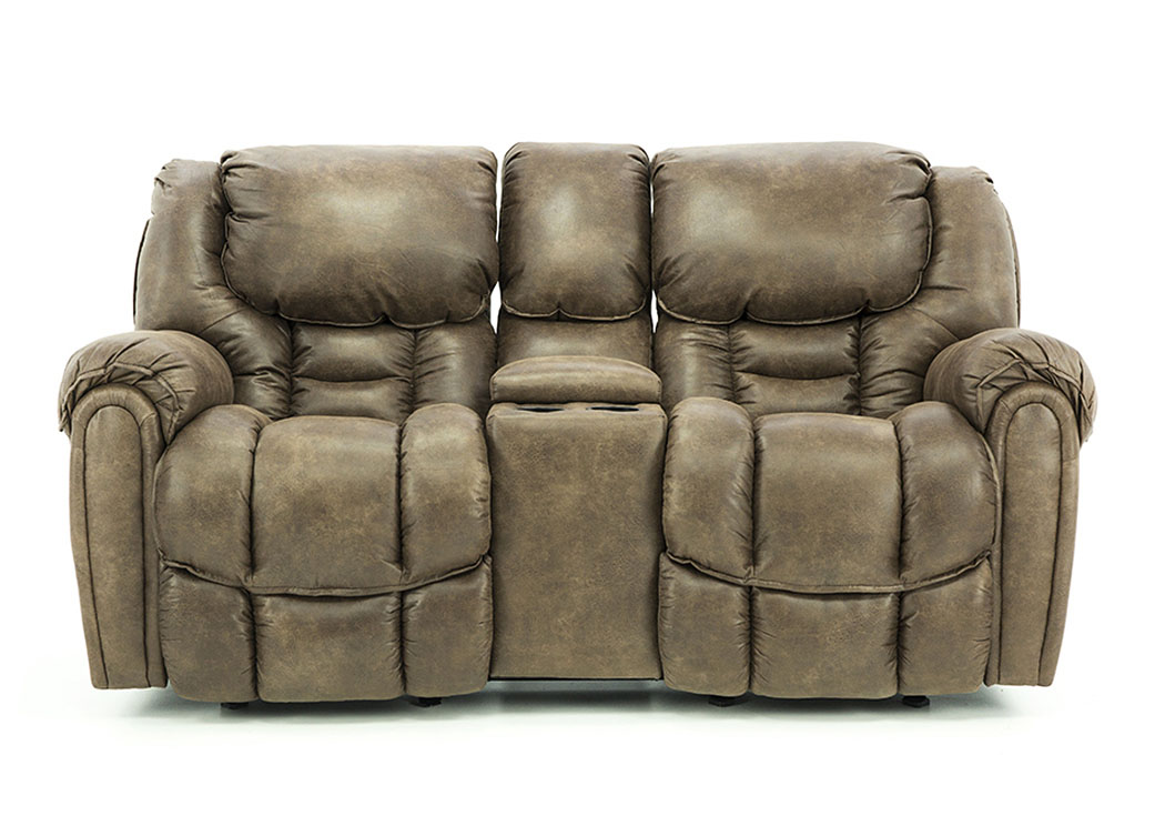 BAXTER MOCHA RECLINING LOVESEAT WITH CONSOLE