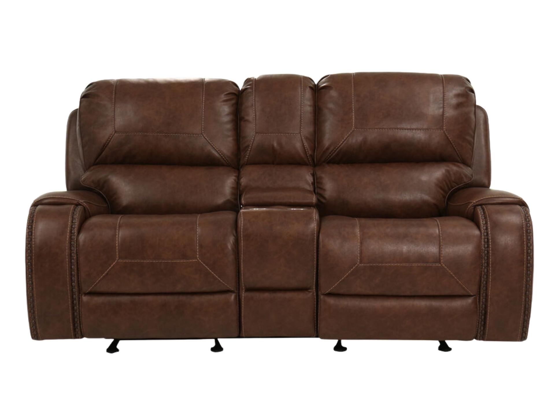 KEILY BROWN RECLINING LOVESEAT WITH CONSOLE