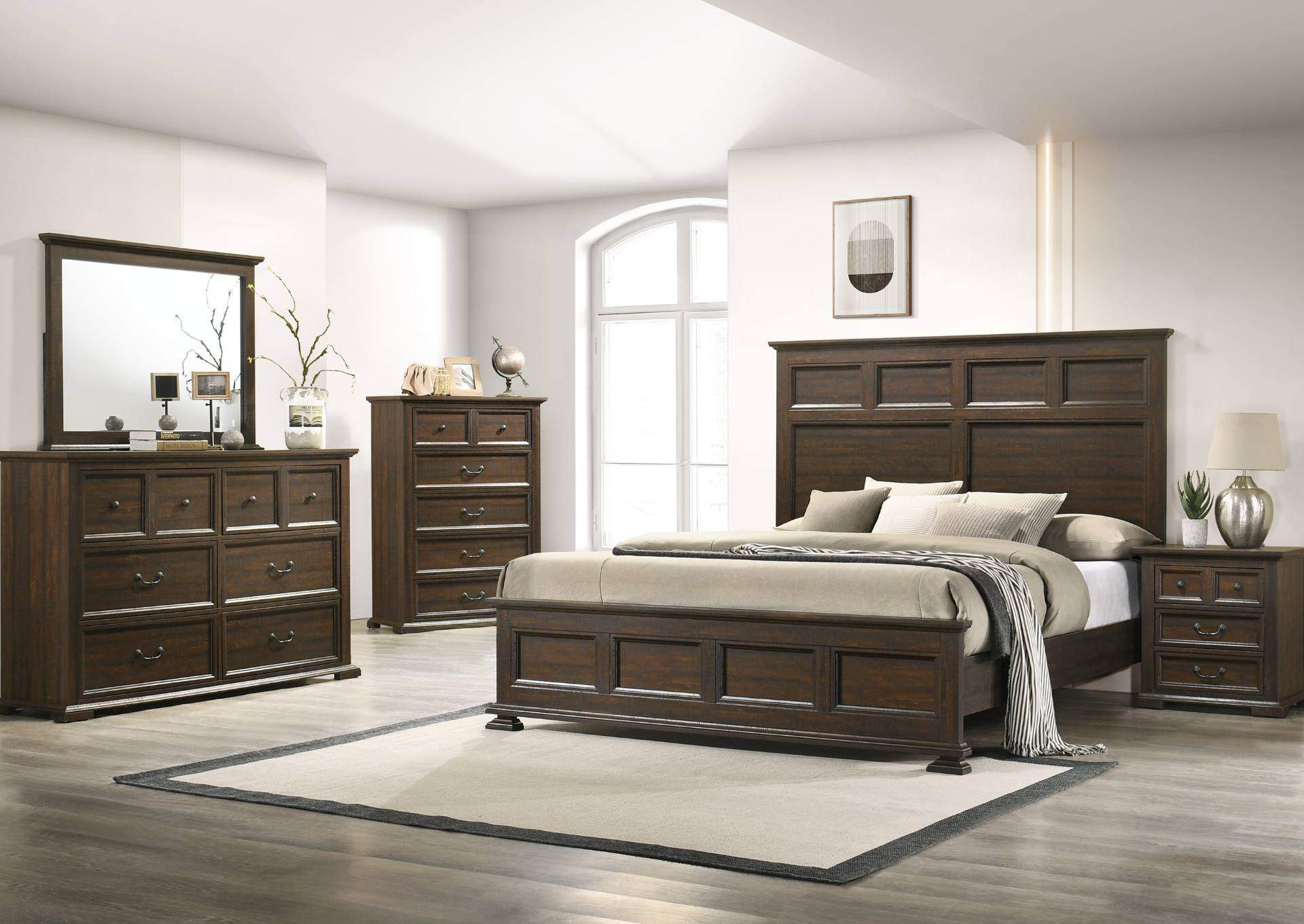 MOSSBERG RUSTIC OAK QUEEN BED,LIFESTYLE FURNITURE