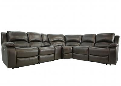 Image for MACON ESPRESSO LEATHER 6 PIECE 1P POWER SECTIONAL