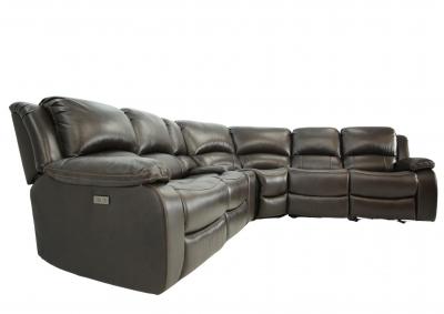 MACON ESPRESSO LEATHER 6 PIECE 1P POWER SECTIONAL,CHEERS