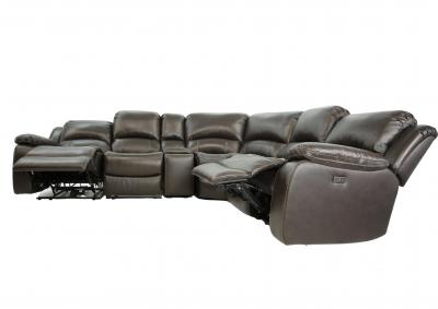 MACON ESPRESSO LEATHER 6 PIECE 1P POWER SECTIONAL,CHEERS
