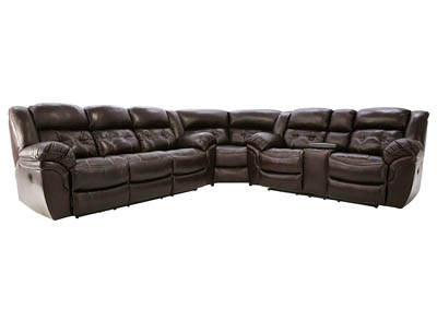 HUDSON CHOCOLATE 3 PIECE LEATHER SECTIONAL 