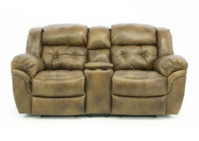 HUDSON SADDLE LEATHER RECLINING LOVESEAT WITH CONSOLE,HOMESTRETCH