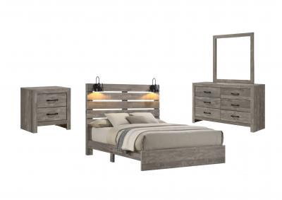ARIANNA GREY FULL BEDROOM WITH LIGHTS,LIFESTYLE FURNITURE