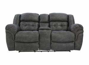 HAYGEN CHARCOAL RECLINING LOVESEAT WITH CONSOLE