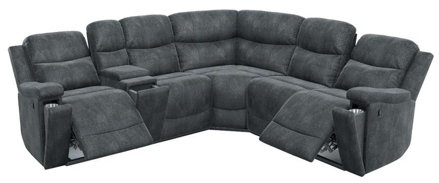 Gray Sectional with 2 manual recliner on each end with cupholders