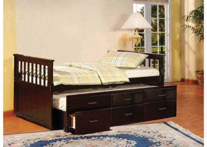 Benny Captain's Trundle Twin Bed - Espresso,Instore