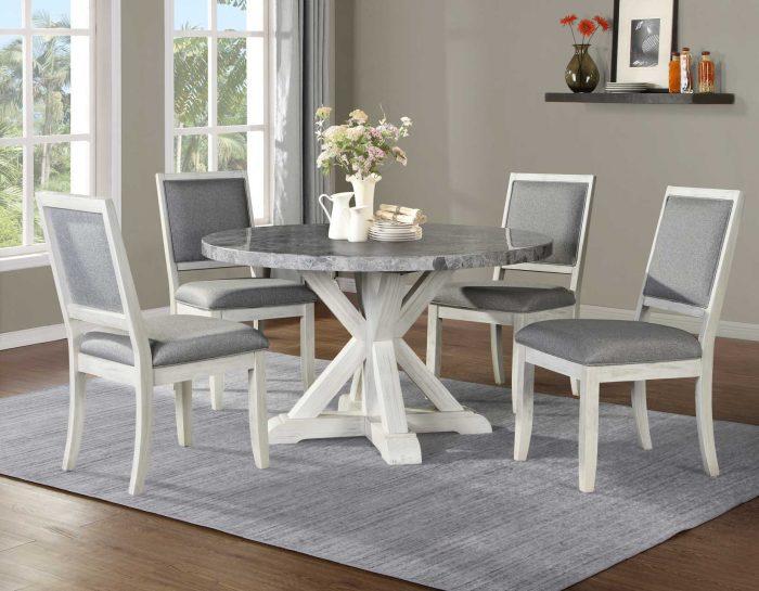 Gray Marble Dining Set with 4 chairs
