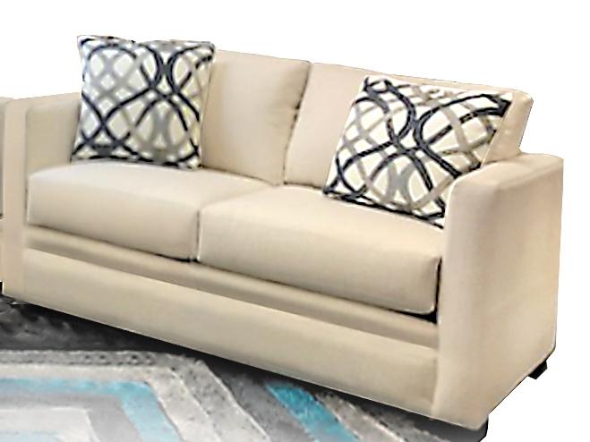 Laguna White Fabric with 2 accent pillows Love Seat