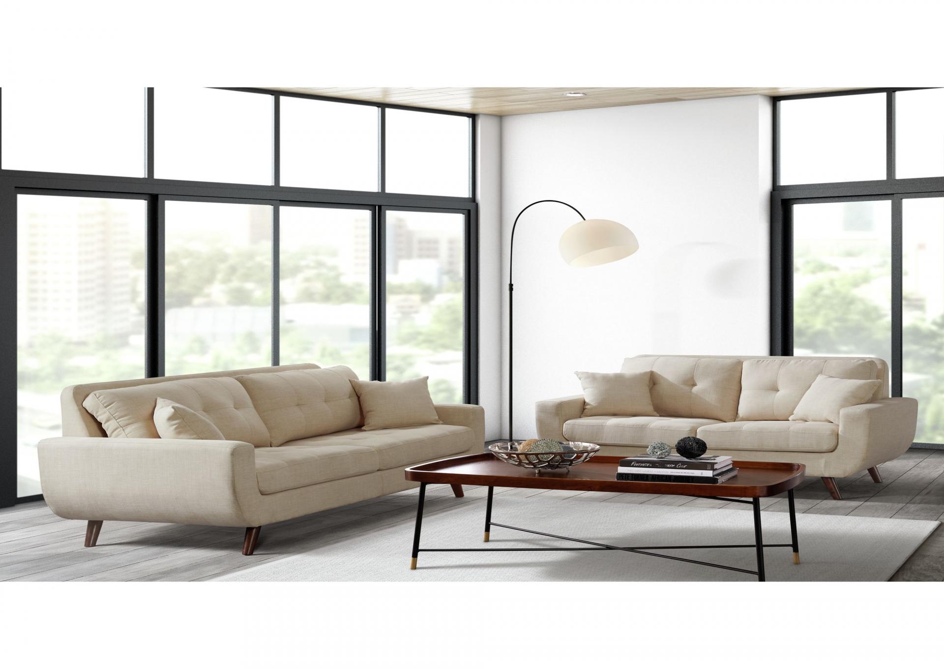 Beige Sofa and love seat with accent pillows