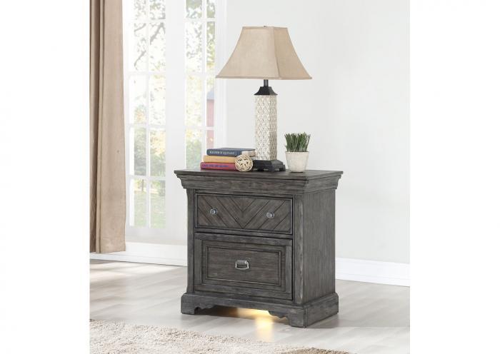 Santa Fe 3 Drawer Nightstand with Night Light and USB Charging Station,Instore