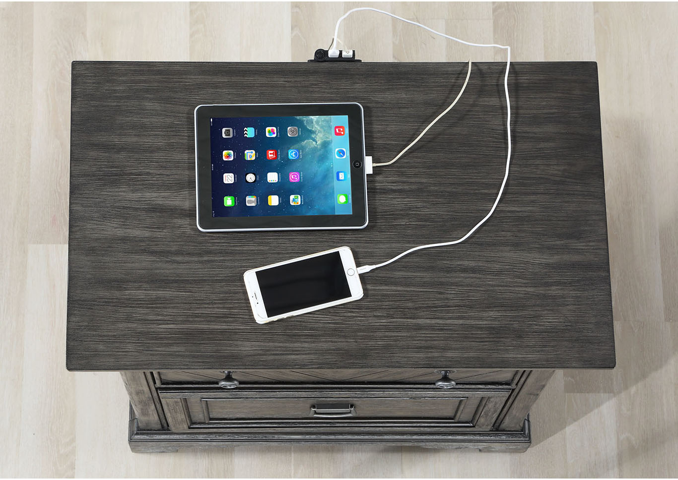 Santa Fe 3 Drawer Nightstand with Night Light and USB Charging Station,Instore