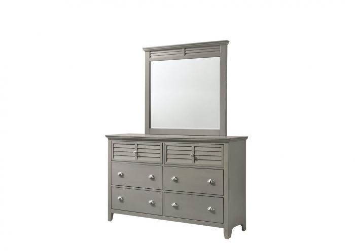Jazz 6 Drawer Dresser and Beveled Mirror - Gray,Instore