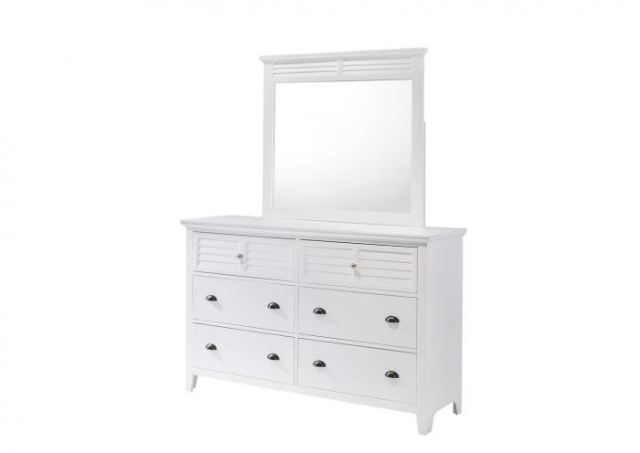 Jazz 6 Drawer Dresser and Beveled Mirror - White,Instore