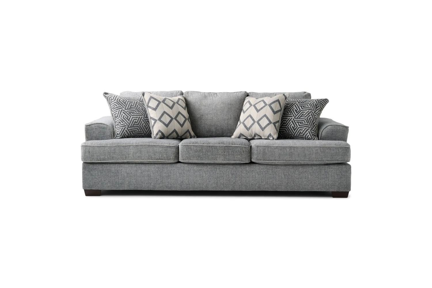 Gray Fabric Sleeper with 4 accent pillows