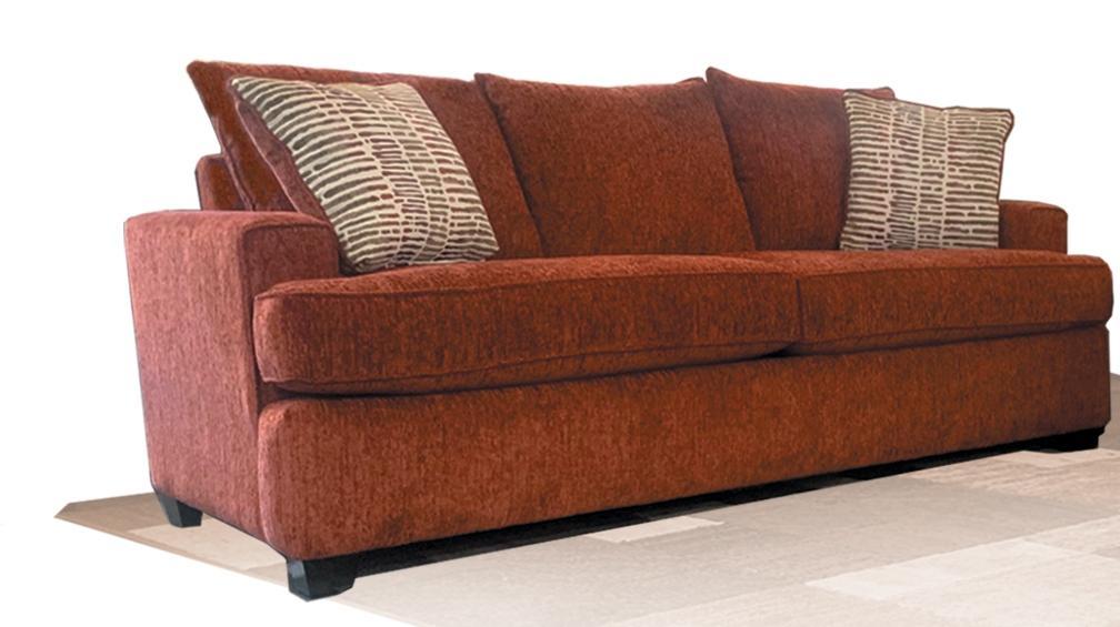 Burnt Orange Fabric Sofa with 2 Accent Pillows