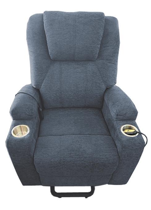 Power Lift Recliner with Heat and Message Gray Fabric and cupholders