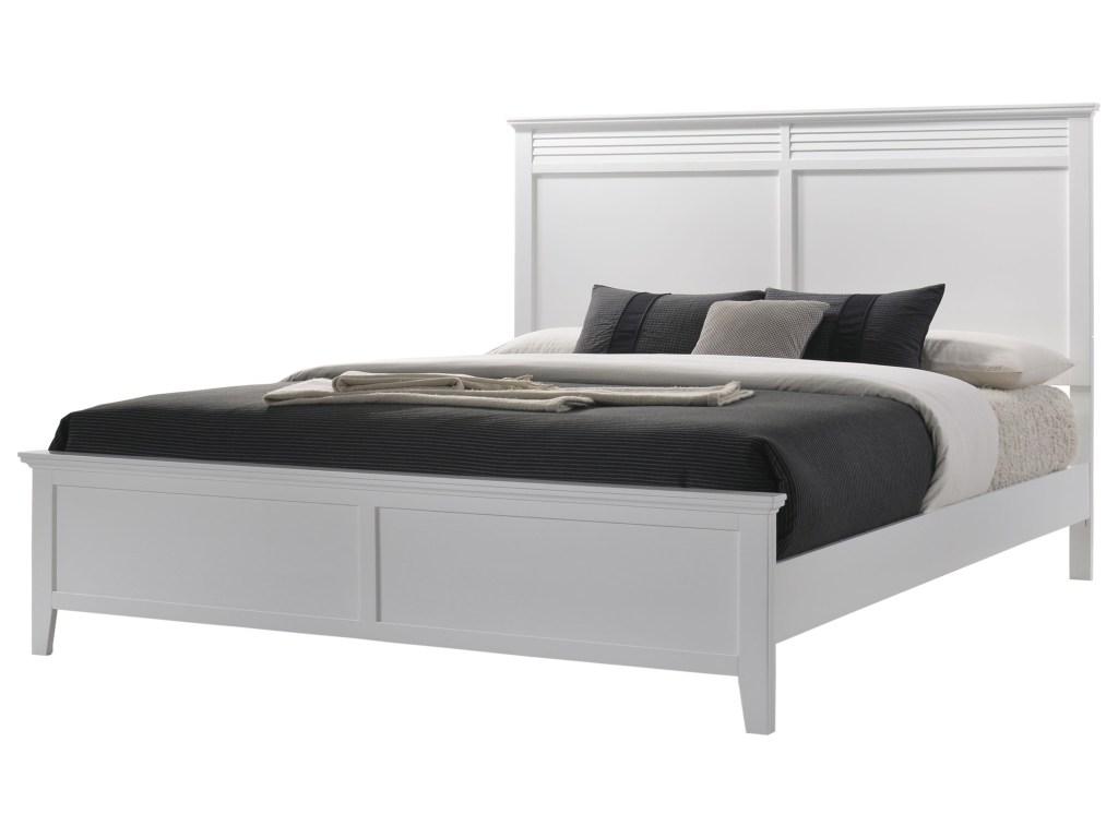 Jazz White Panel Bed in Queen Headboard Footboard and rails