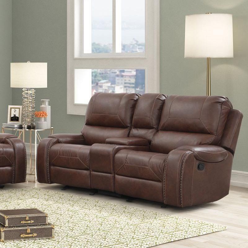Dual reclining Glider Love Seat with console