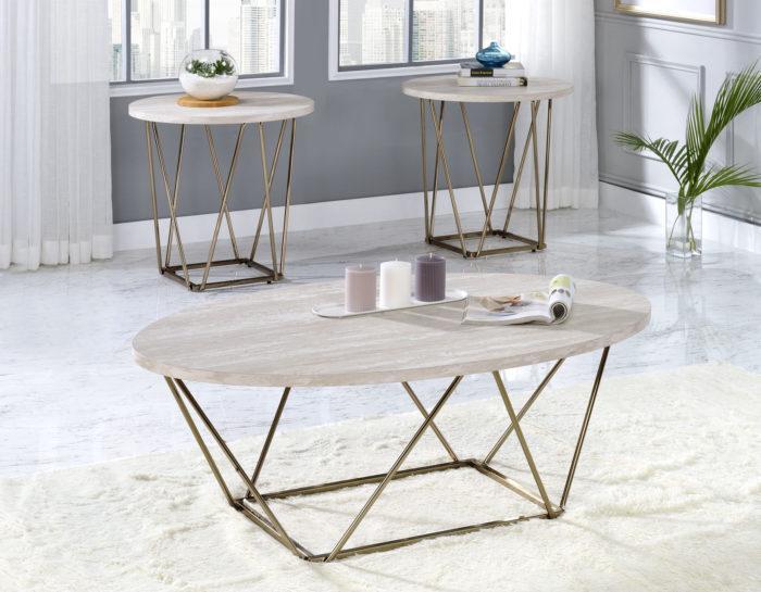 Coffee and 2 ends faux marble table set