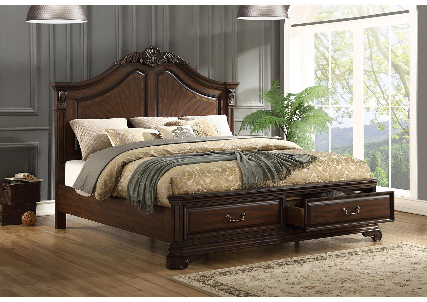 Andrea 4pc Traditional Storage Bedroom Group Eastern King,Instore