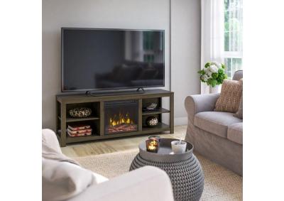 Image for Noble TV Stand for TVs up to 60" with Electric Fireplace and Open Front Shelves