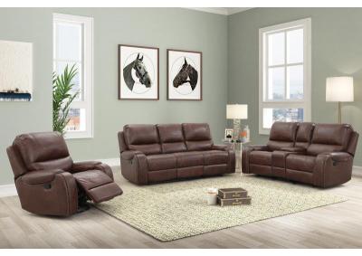 Dodds Dual Reclining Sofa with Drop Down Tray and Dual Reclining Glider Love Seat with Console