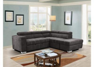 Abby Media Sectional with Pull Out Pop Up Ottoman and Moveable Storage Ottoman