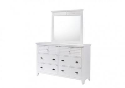 Jazz 6 Drawer Dresser and Beveled Mirror - White